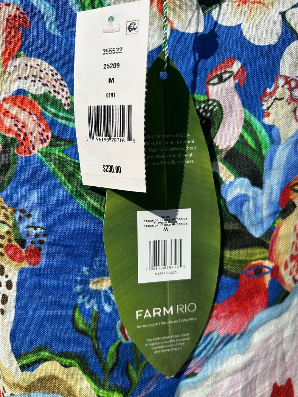 NWT🌷FARM Rio Garden of Life Scarf Square Neck Sleeveless Scallop Hem Mini Dress - Picture 15 of 15